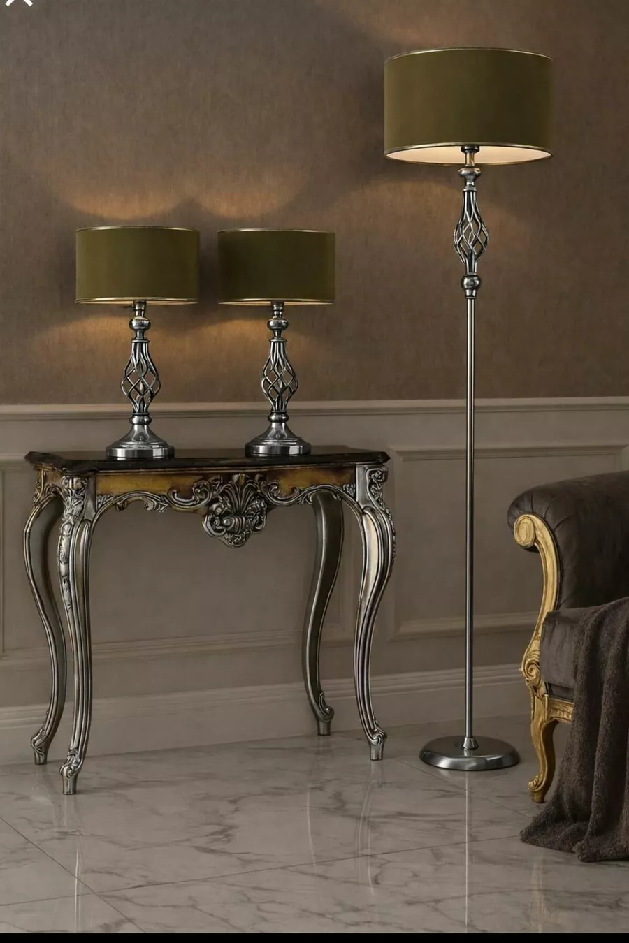 Set de 3 pièces Verona en chrome - Kaki
