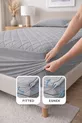 Protection de matelas matelassée Premium grise  % coton, ajustée, bord complet, imperméable, pour toutes les tailles