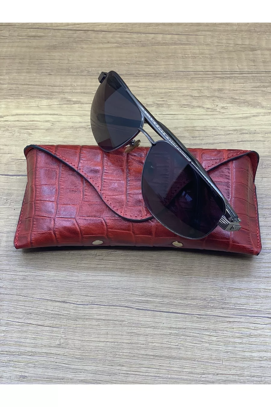 Étui à lunettes en cuir de crocodile pour hommes et femmes