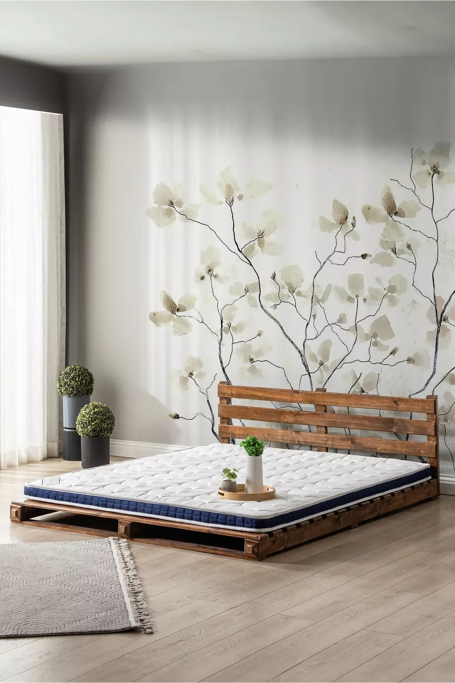 Matelas avec coussin en mousse à plumes d'oiseau, entièrement orthopédique, 8 cm (±1 cm)