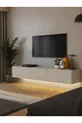 Meuble TV à LED Li  cm - Couleur Sable, Moderne, Large, Design avec Étagères - Table TV | Cercei