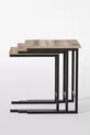 Table basse triple ensemble de tables gigognes décoratives table d'appoint latérale table en C avec pieds en métal (3 TABLES GIGOGNES EN C)