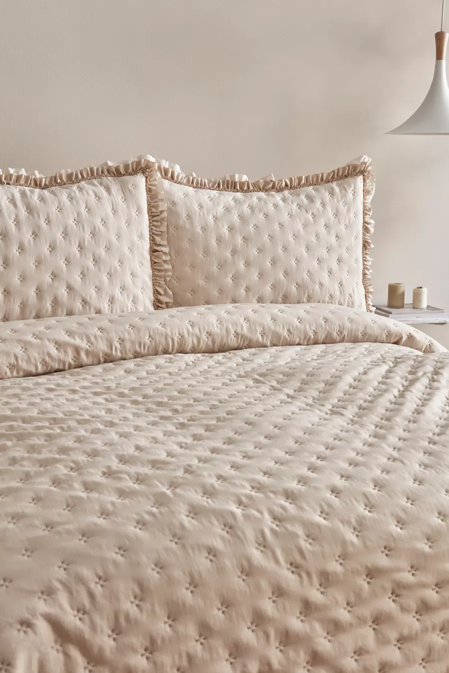 Ensemble de housse de lit double Viona Beige