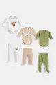 Set de 6 pièces pour bébé avec motif Koala : 3 bodies et 3 pantalons avec pieds - Multicolore