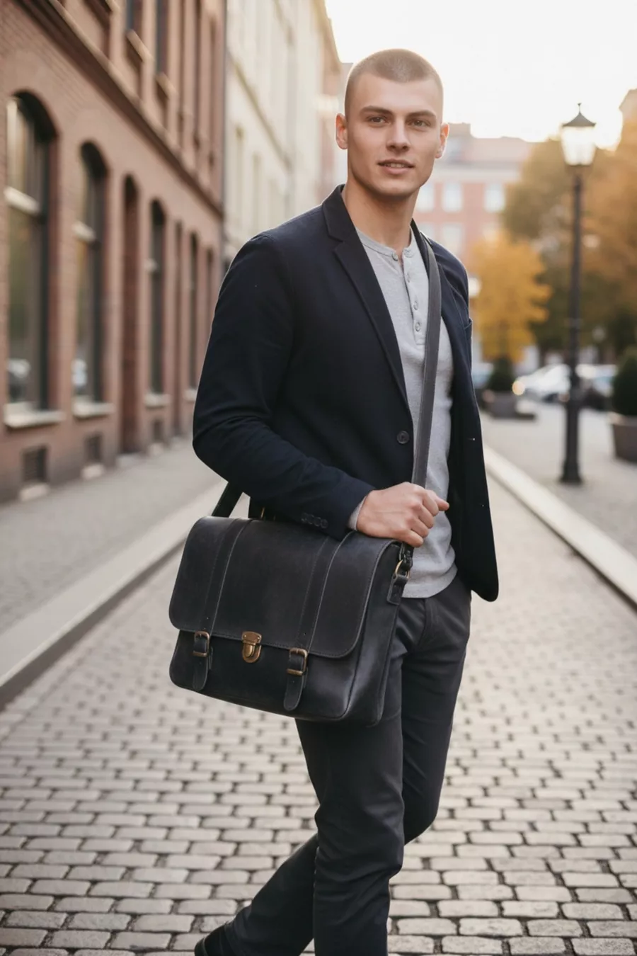 Sac bandoulière et sac messager unisexe en cuir  % authentique – Design élégant, minimaliste et durable