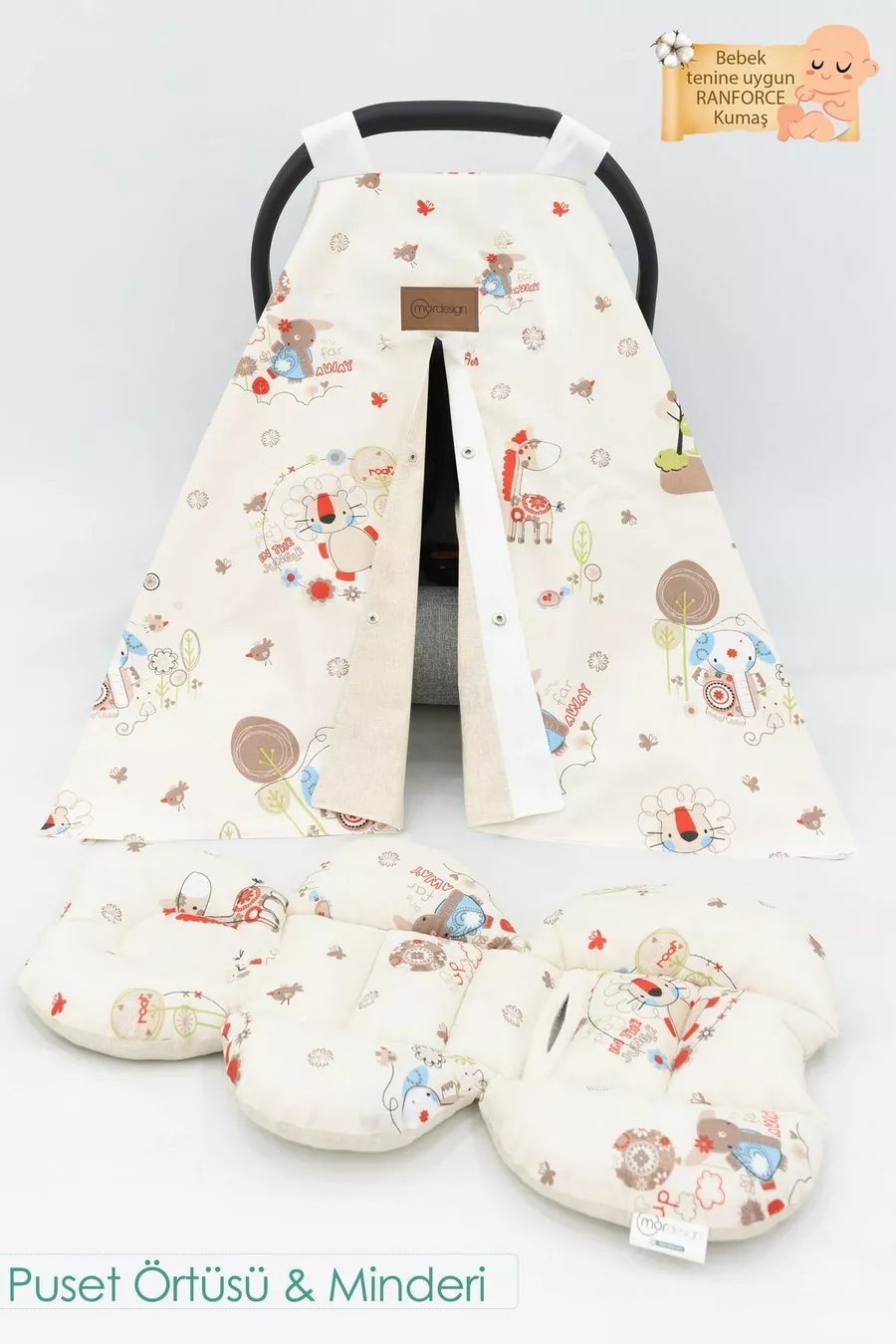 Coussin / Couverture Poussette Orthopédique pour Bébé, Ensemble de Poussette Avantageux en 2 Pièces, Style à Suspendre, Série Animaux