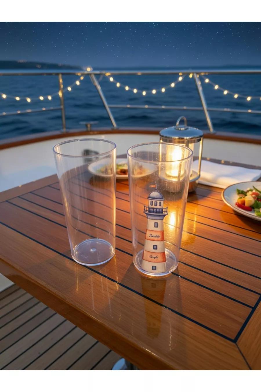 Verre à raki Marin incassable avec motif phare, lot de 2 - Type bateau et piscine, verre de marin