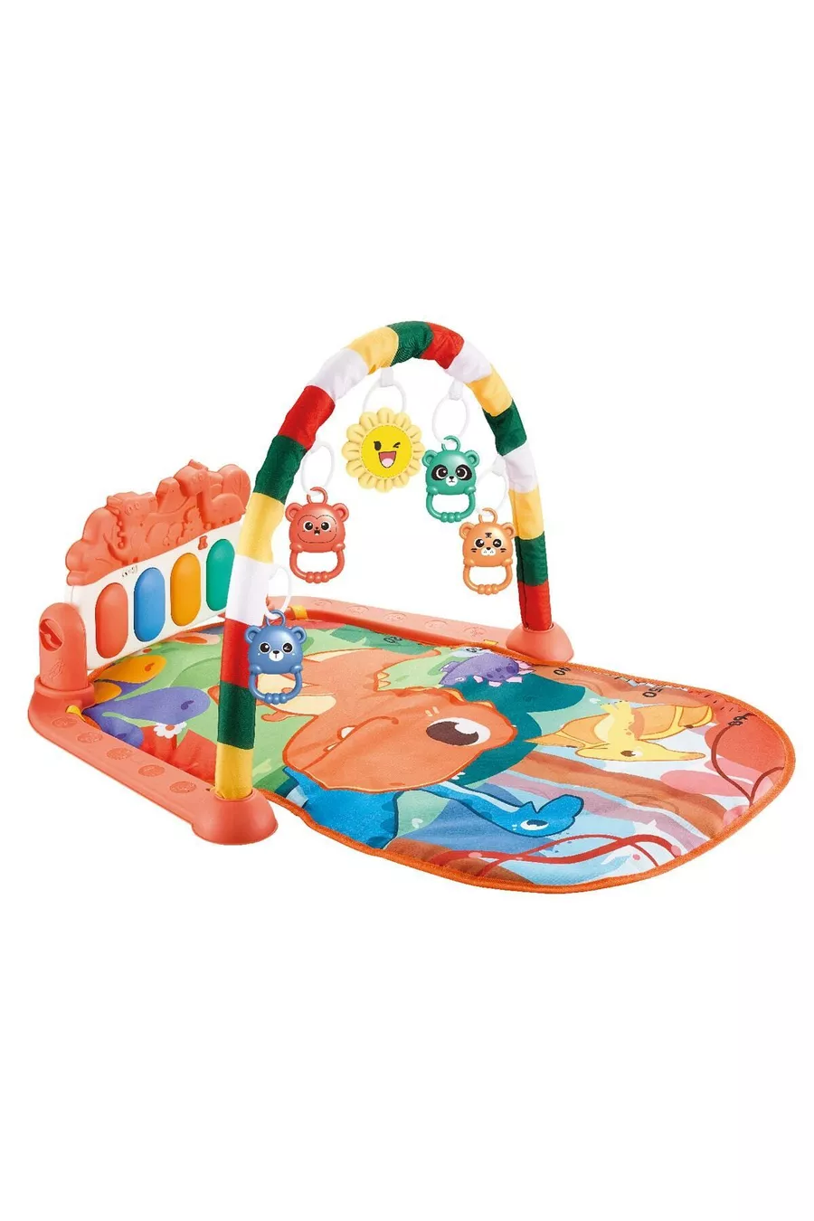 Tapis de jeu pour bébé avec piano ensoleillé et dinosaure, jouet éducatif rose