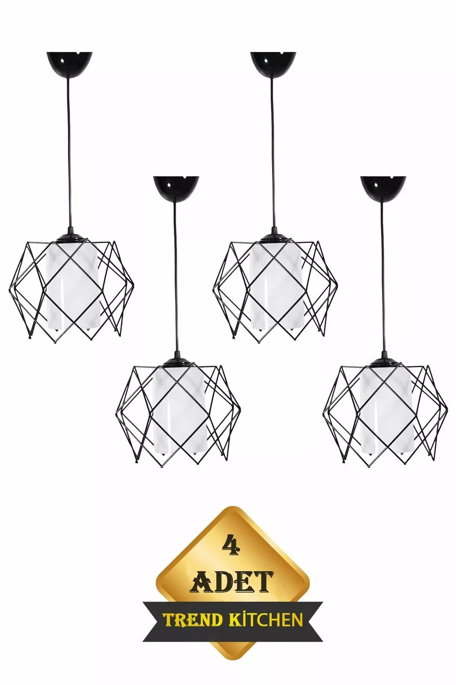 4 Pièces Suspension avec Verre Mica Blanc pour Salon, Cuisine, Salle de Bain, Chambre, Chambre d'Enfant, Hall, Couloir