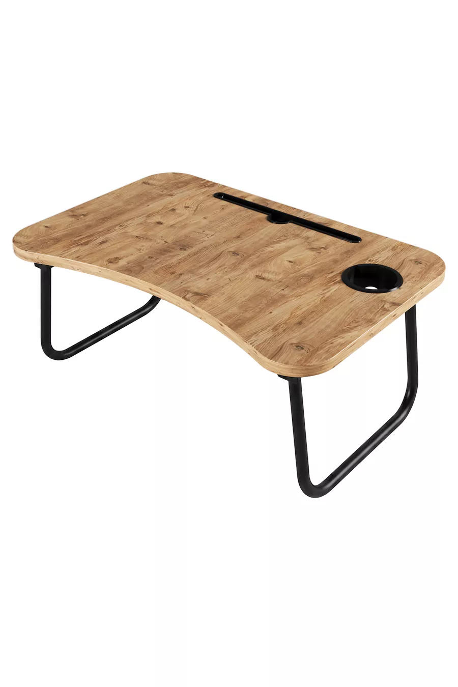 Table pliante portable pour ordinateur portable avec support pour tablette et téléphone, en pin