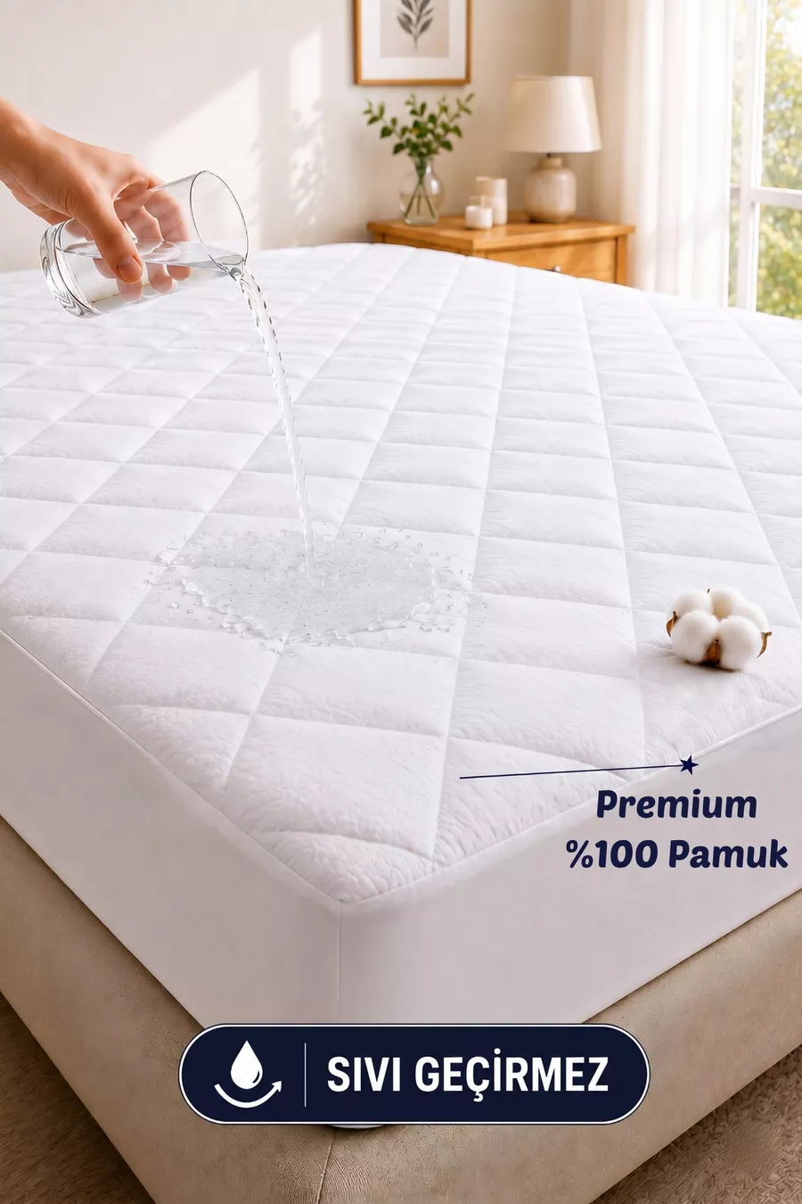 Protection de matelas ajustée en coton matelassé  % premium, entièrement imperméable aux liquides, taille simple, double et king