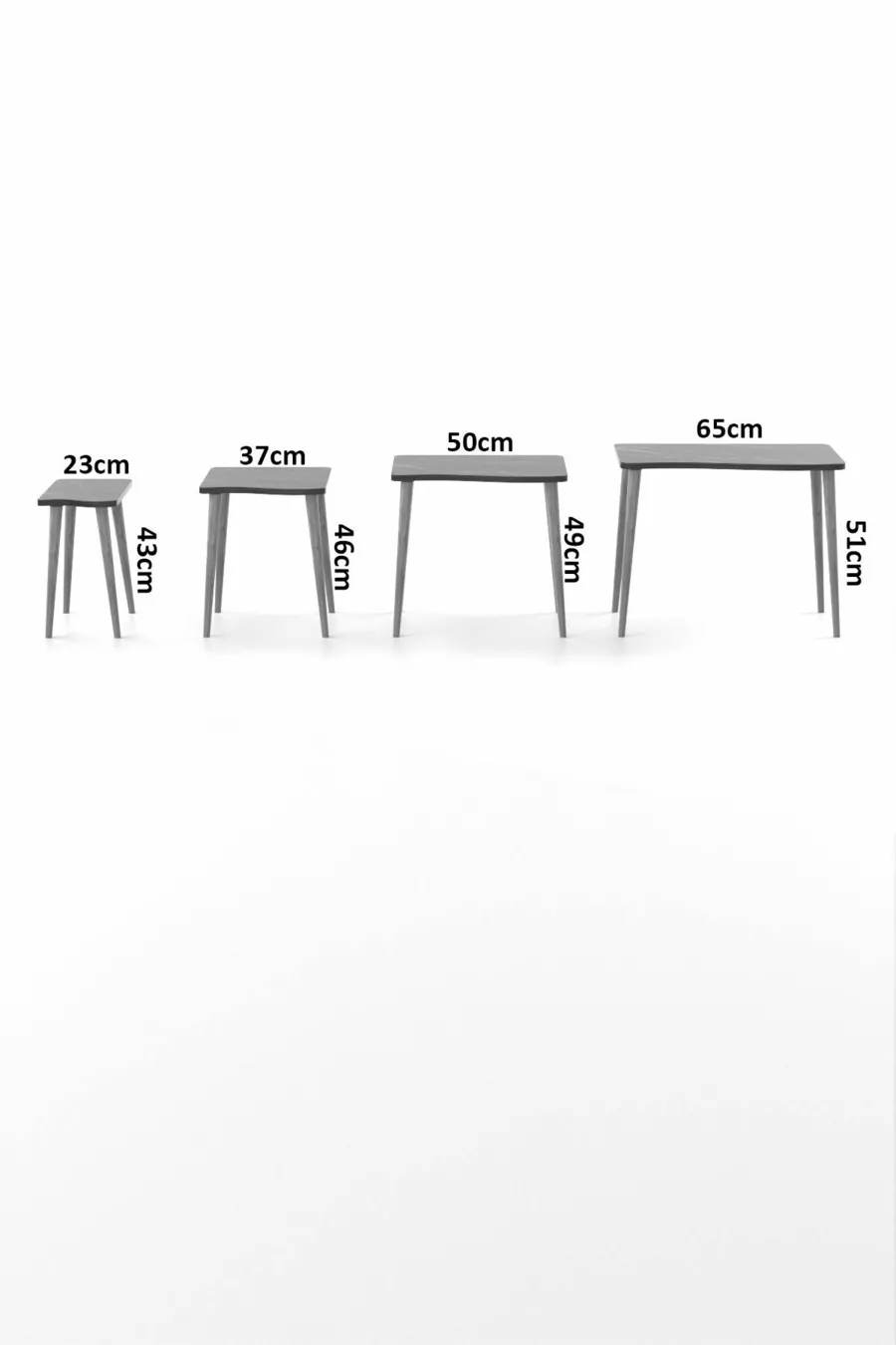 Table d'appoint en bois 4 pièces Crème Kr
