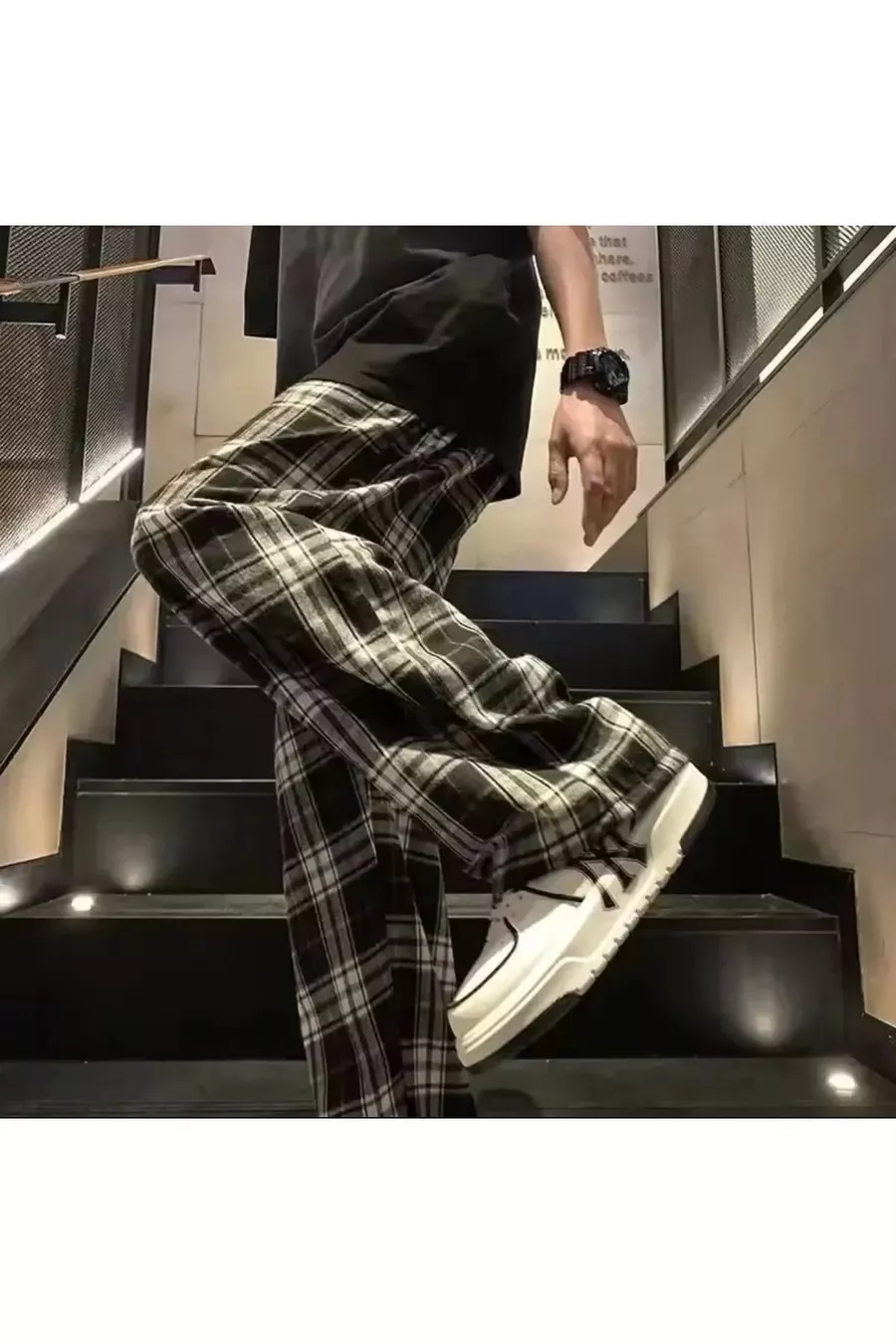 Bas de pyjama/survêtement unisexe confortable à motif à carreaux