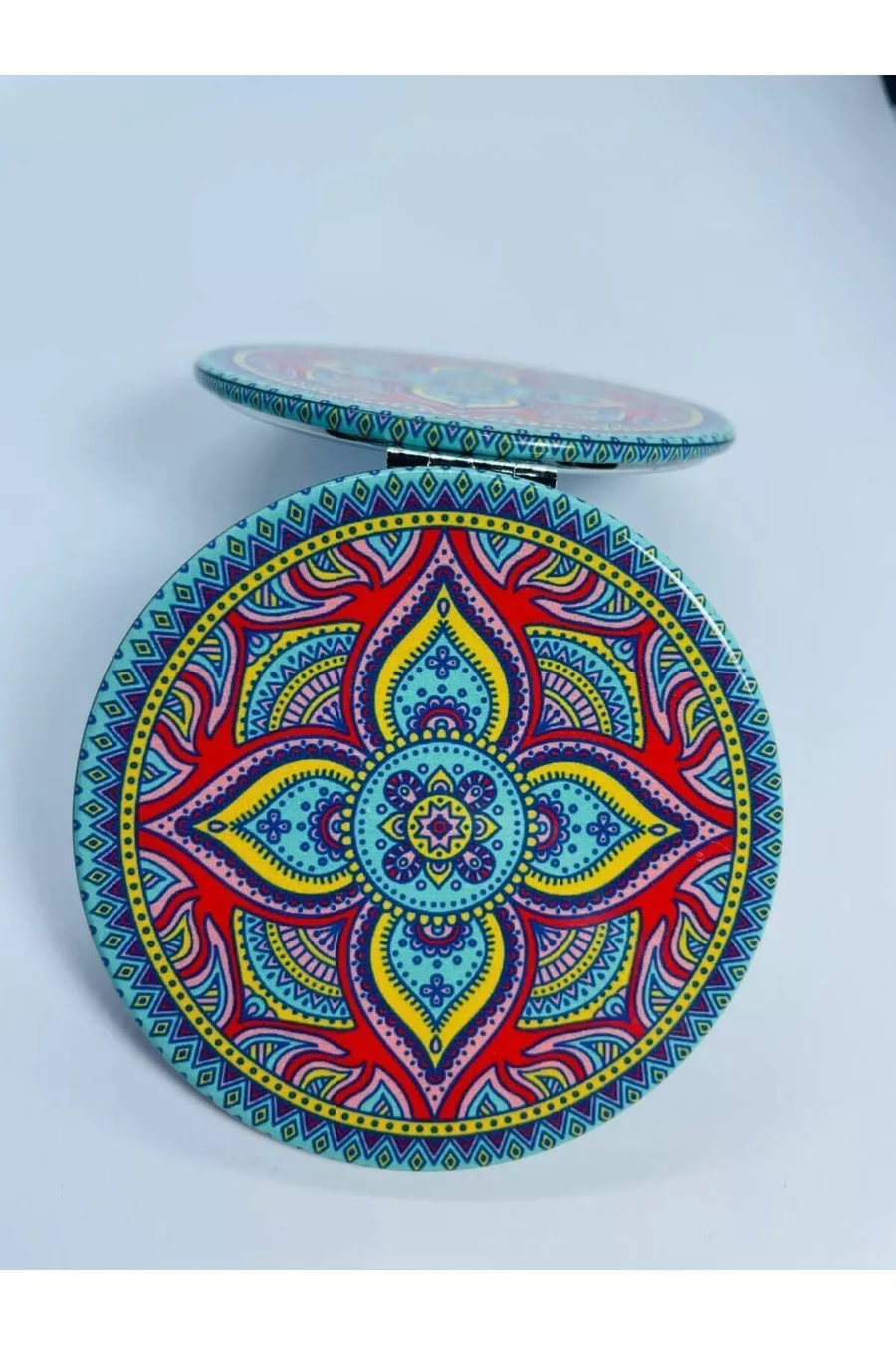 Poche, Sac, Miroir de maquillage, Motif élégant, Avec pierres, Double face, Rond 7cm