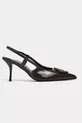 Chaussure pour femme à talon fin, bout pointu, ouvert à l'arrière, avec accessoires en cuir verni Nereid