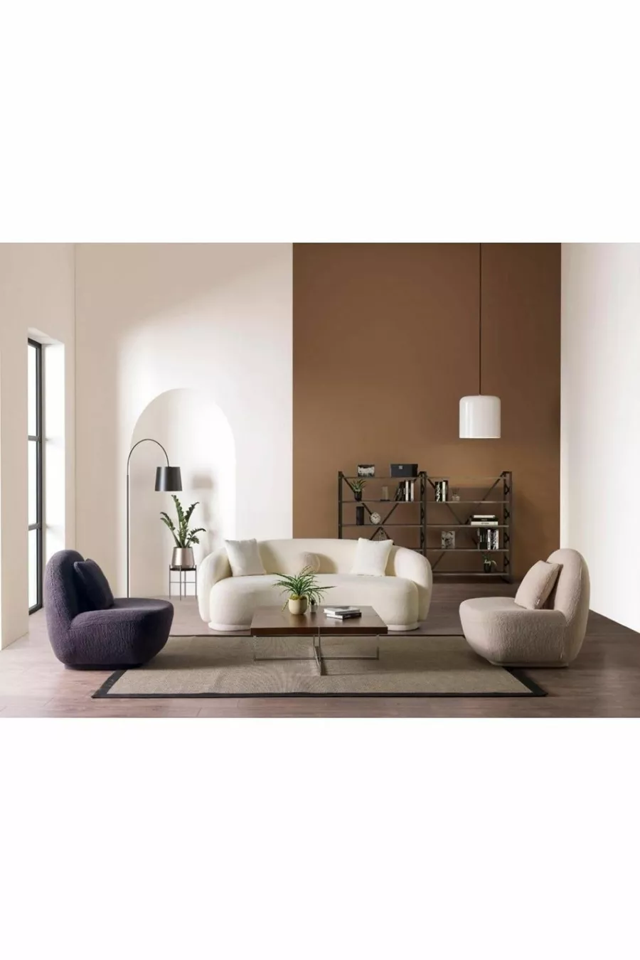 Pablo Home Concept Diamond Tedy Ensemble de Canapés 1 Canapé + 2 Fauteuils