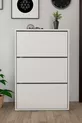 Meuble à chaussures blanc avec 3 portes et étagères coulissantes