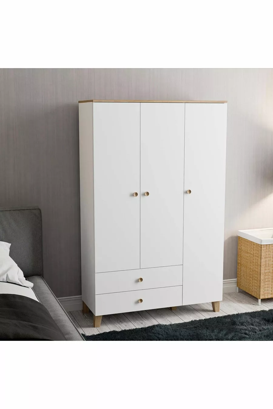  VENTO ARMOIRE 3 PORTES PANIER-BLANC