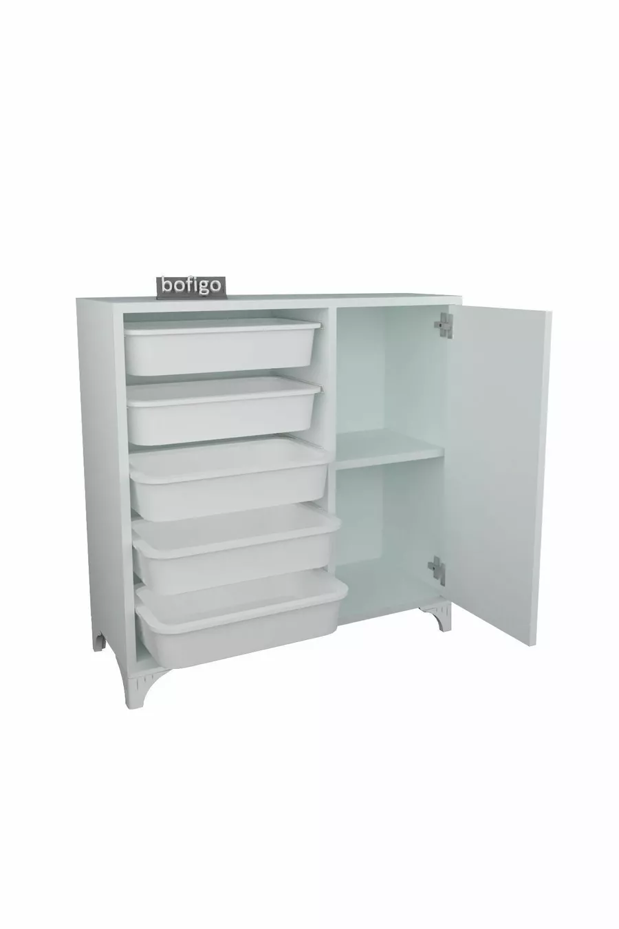Armoire à 5 paniers, armoire polyvalente, armoire à jouets Kayra blanche