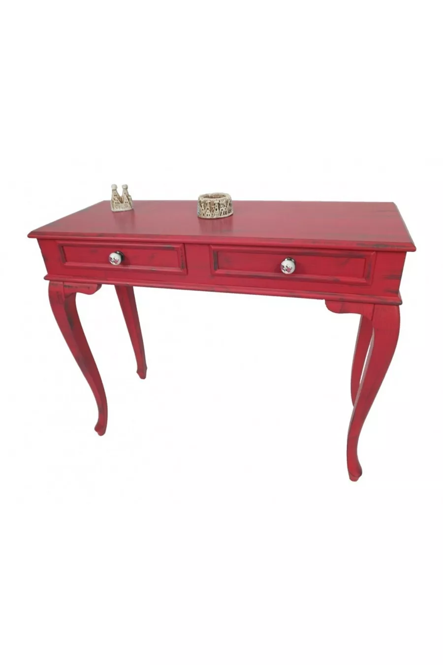 Coiffeuse Rouge Vieillie avec Tiroirs Lükens cm