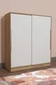Armoire coulissante  Zambak avec étagères, tiroirs et tringle, en pin (portes blanches)