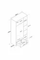 Armoire Rani  Wardrobe 3 portes 1 tiroir 6 étagères 1 panier suspendu Noyer - Blanc