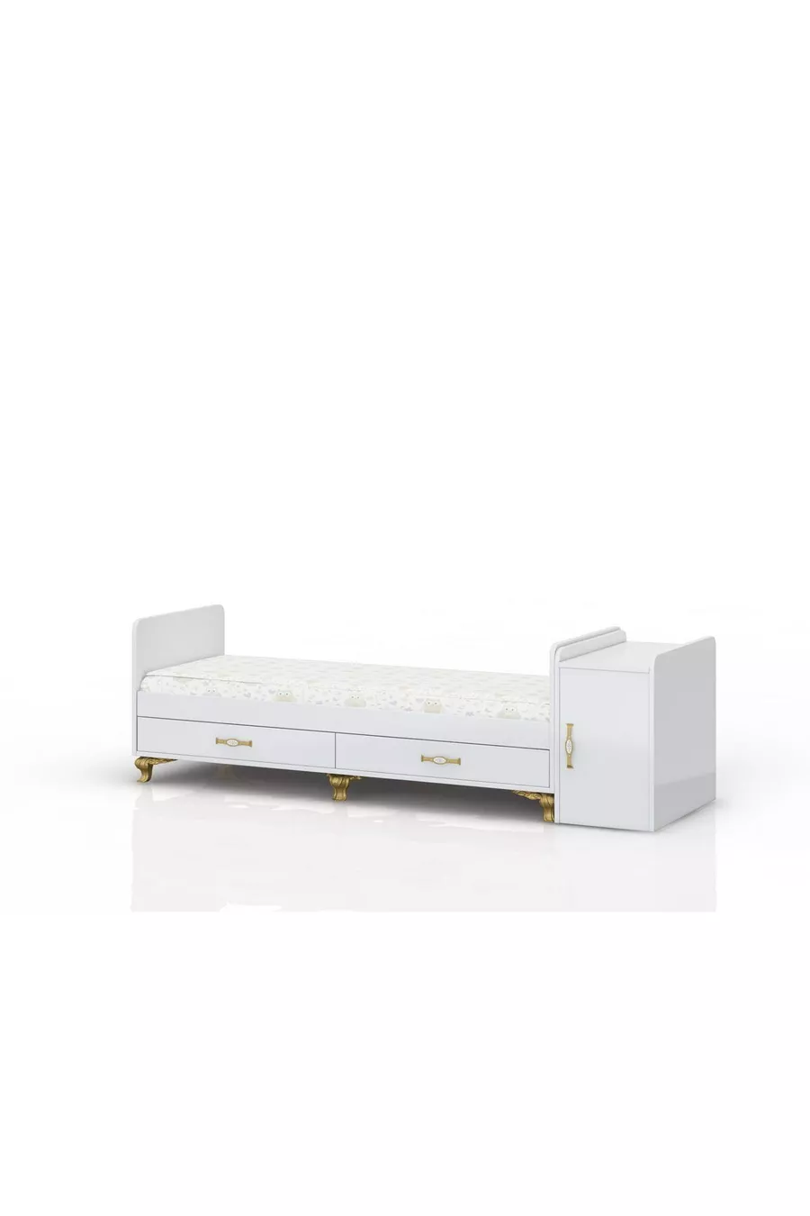 Lit avec barreaux en MDF, lit proche de la maman, avec armoire, tiroirs, évolutif, berceau à bascule X