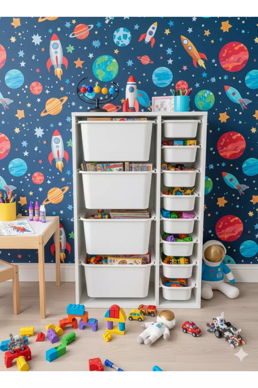 Armoire à Jouets Polyvalente avec Tiroirs et Unité de Rangement – Organisateur de Chambre d’Enfant avec Étiquette Cadeau