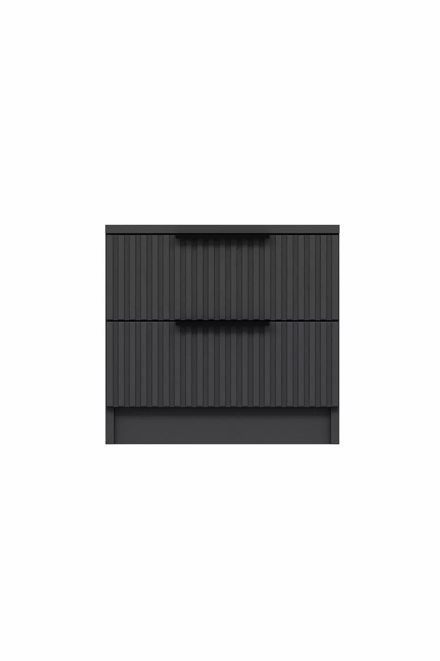 Table de chevet Kale Plus 2 tiroirs - Anthracite avec motif rayé en membrane