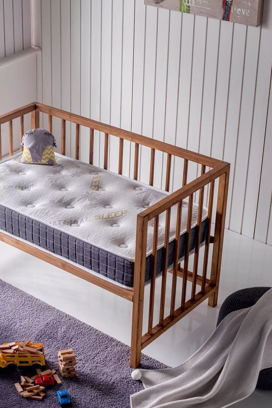 Matelas Natural Park, Lit Bébé, Lit Berceau, avec Mousse Orthopédique et Tissu Tricoté - Cm
