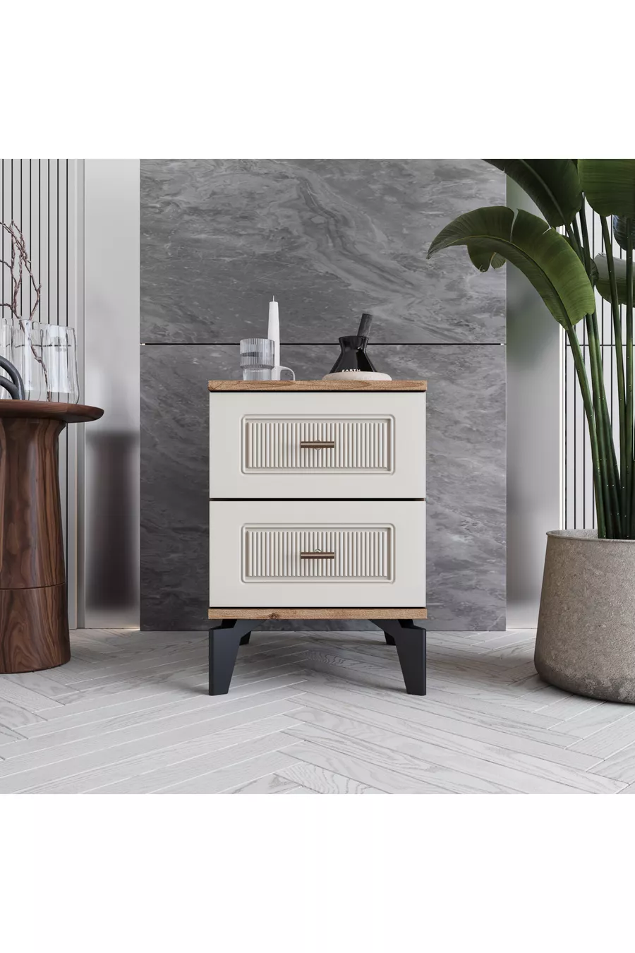 Table de chevet Libra 2 tiroirs % MDF