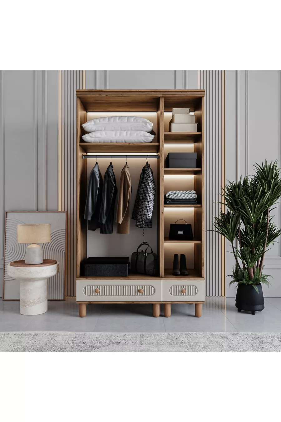 Armoire Milen 3 portes avec tiroirs  % MDF