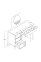 COIFFEUSE ROSE AVEC MIROIR (PIEDS EN BOIS) CADRE EN MDF, 4 TIROIRS, BLANC