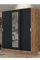 Armoire en anthracite gris GM  Sline 3 portes coulissantes avec tringles et étagères en pin Atlantique