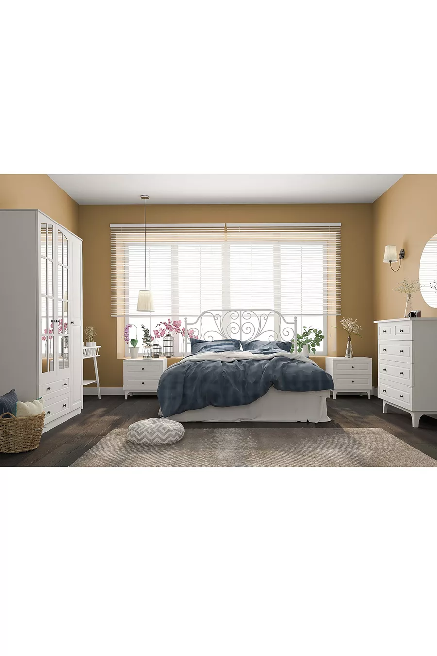 Armoire Beyza Country 3 portes 2 tiroirs