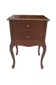 Commode et table de chevet en bois à 2 tiroirs sur pieds en baguette, couleur noyer