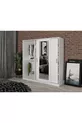 Armoire blanche Samira en MDF avec portes coulissantes et miroir, 3 portes
