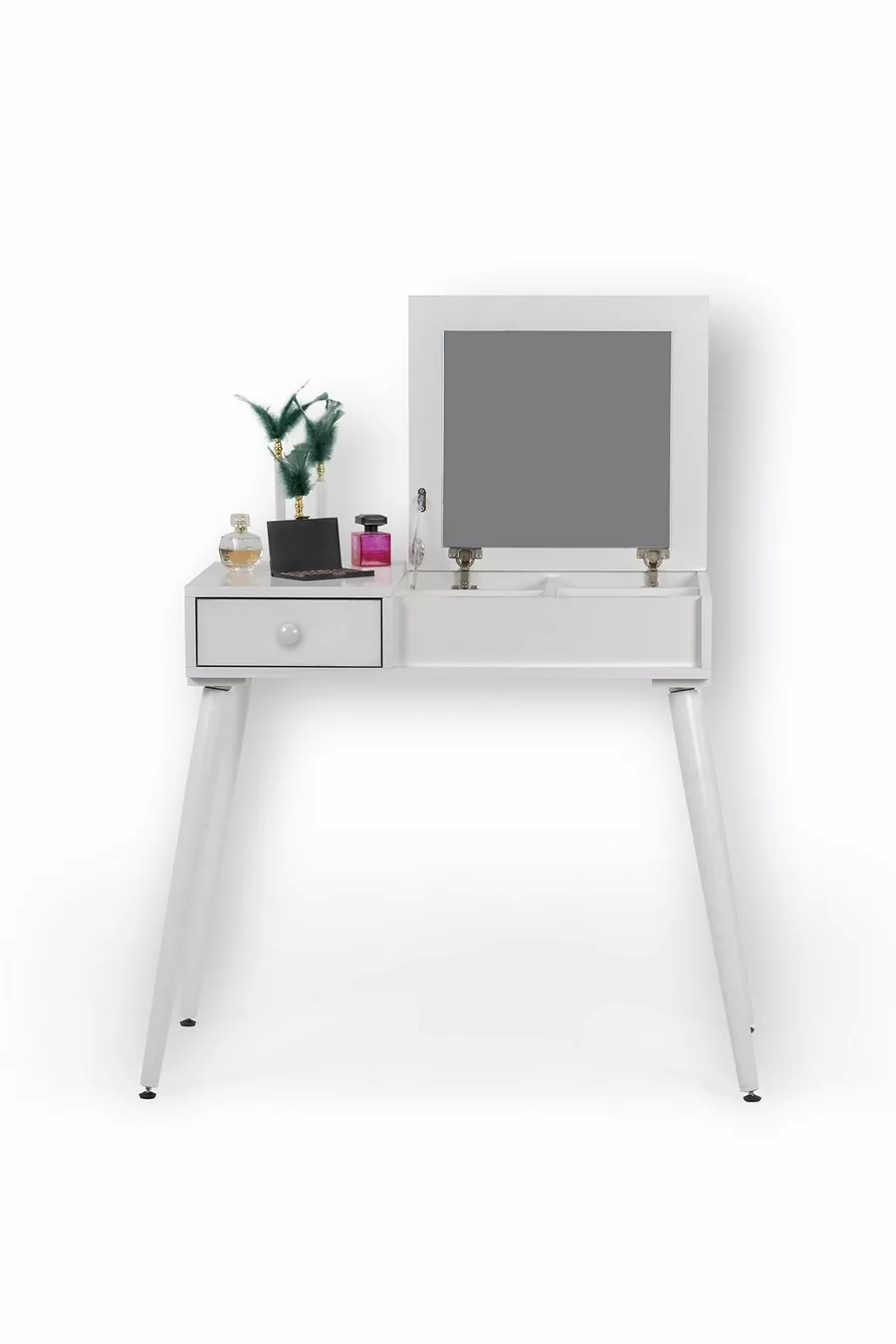 Table de maquillage Table de toilette avec miroir / Blanc