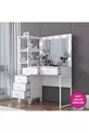 Rani Coiffeuse Miroir avec Lumières de Hollywood, 5 Tiroirs avec Étagère, Organisateur de Bijoux, Blanc