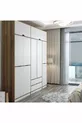 Armoire Elina à 5 portes avec penderie - Doré/Blanc