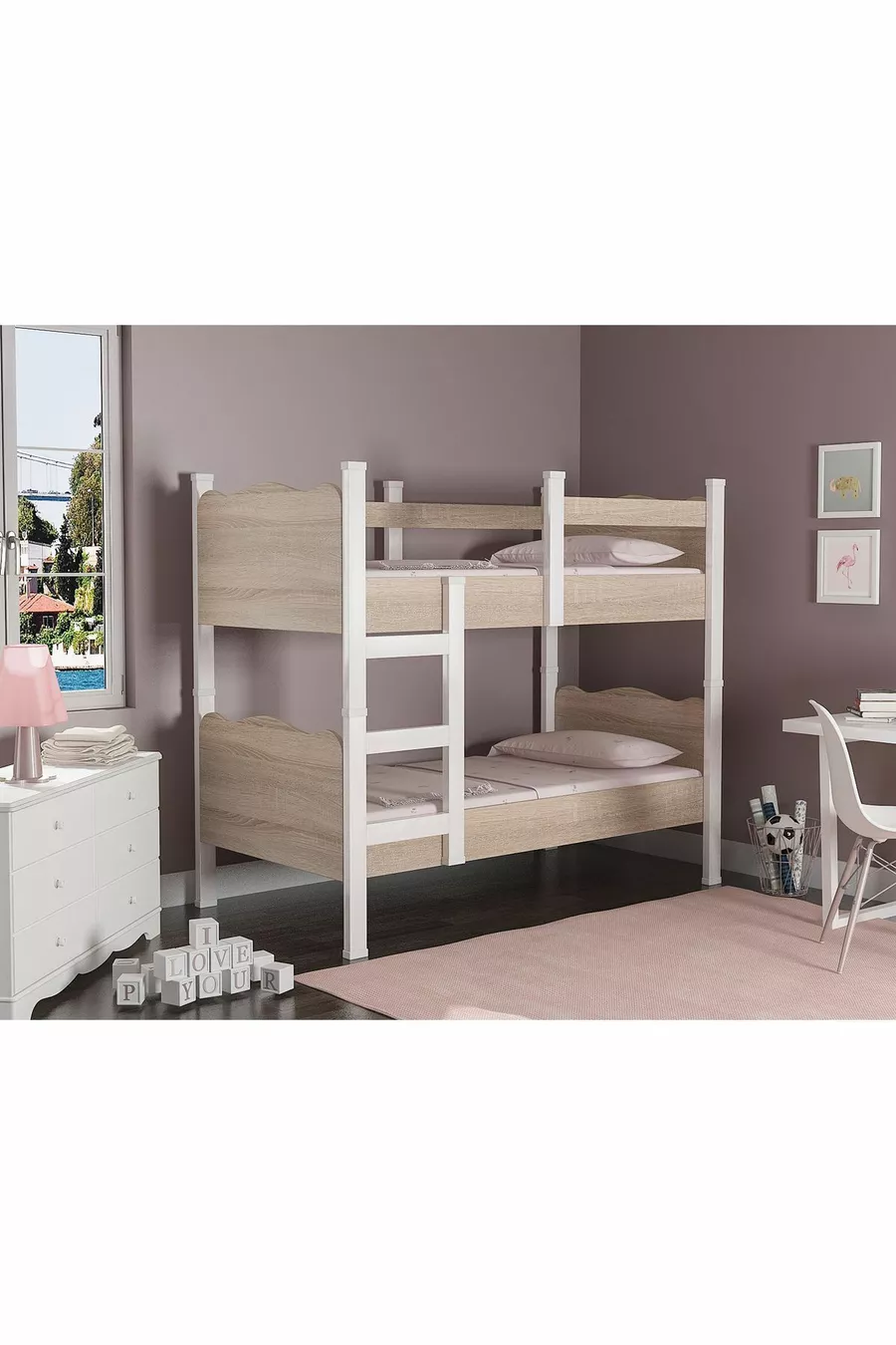 Lit superposé détachable sur pieds en MDF PATİKO