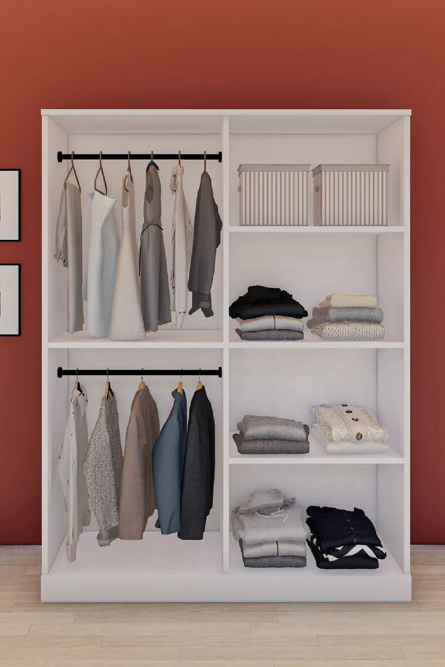 Armoire à 4 portes avec poignées à boutons