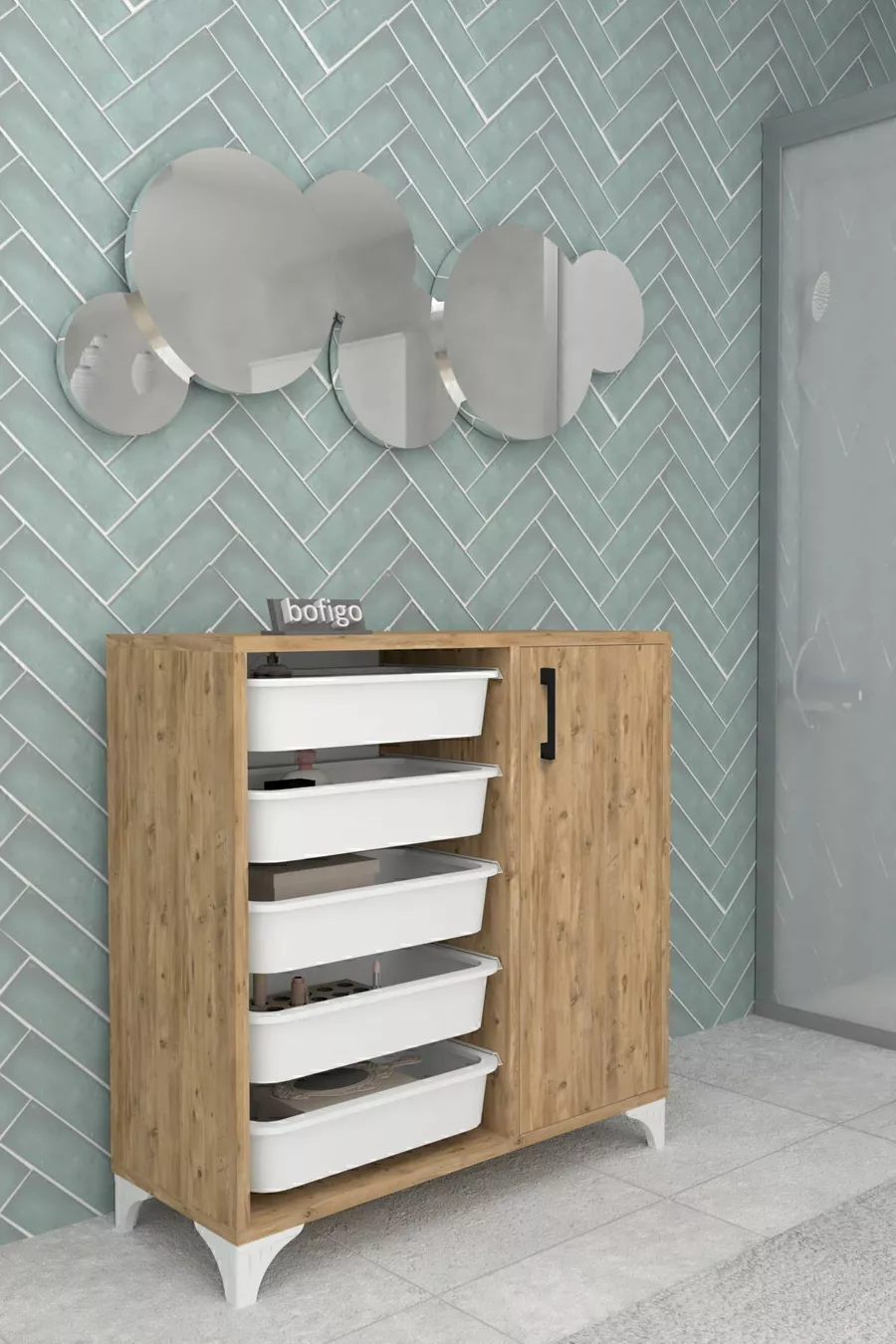 Armoire à 5 paniers Armoire polyvalente Armoire à jouets Kayra Pin
