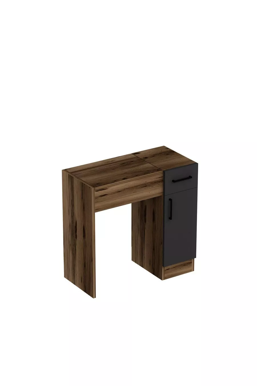 Coiffeuse avec miroir et armoire, couleur noyer et anthracite - Inci, disponible en 4 couleurs différentes