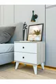 Table de chevet Cordoba en bois avec tiroirs blanc brillant et marron pour chambre à coucher