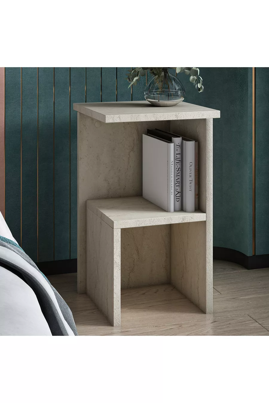 Table de chevet et table d'appoint moderne Roisin en travertin