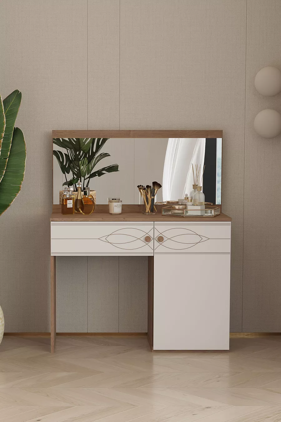 Commode Alvin à miroir - Chêne jaune