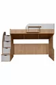 Lit superposé, Lit superposé Aura avec bureau et armoire à 3 portes, Noyer et blanc