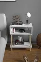 Table de chevet moderne à 2 étagères pour chambre à coucher, organisateur de chevet sur pieds en bois - Blanc