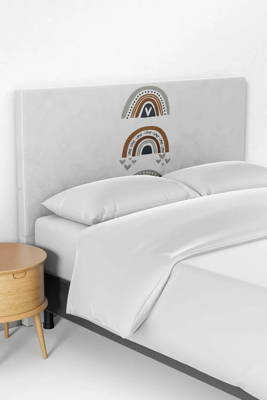Housse de tête de lit de chambre d'enfant avec motif arc-en-ciel triple